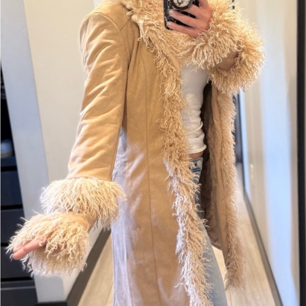 Tan Faux Fur Penny Lane 70s inspired coat Boho